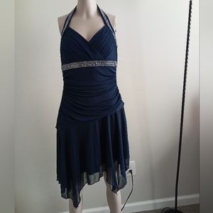 TRIXXI navy blue dress size large with silver rhinestones new with tags